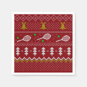Tennis jul Sweater Knkunnig Mönster Red Julafton Pappersservett