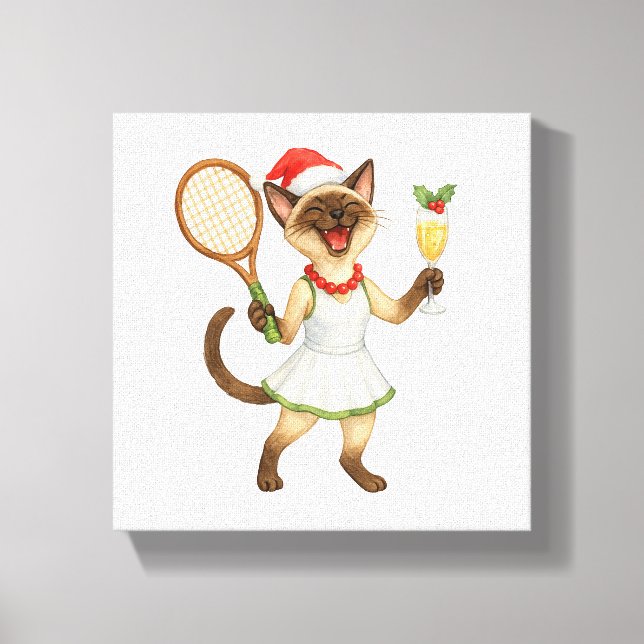 Tennis jul tema för kattälskare  canvastryck (Framsida)
