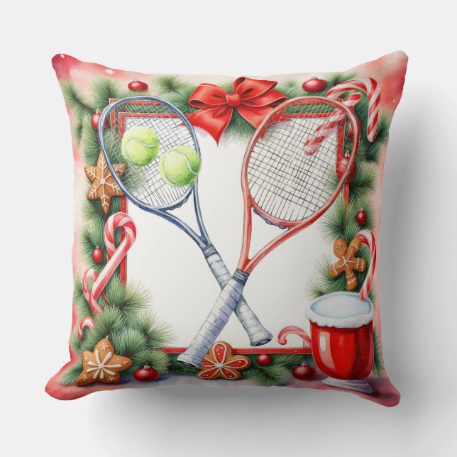 Tennis jul tema för spelare kudde (Framsida)
