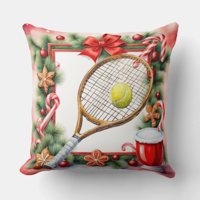 Tennis jul tema för spelare kudde (Framsida)