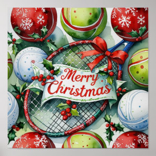 Tennis jul tema för spelare poster