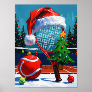 Tennis jul tema för spelare poster