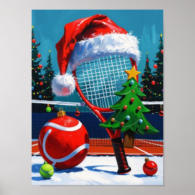 Tennis jul tema för spelare  poster (Framsidan)
