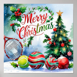 Tennis jul tema för spelare poster