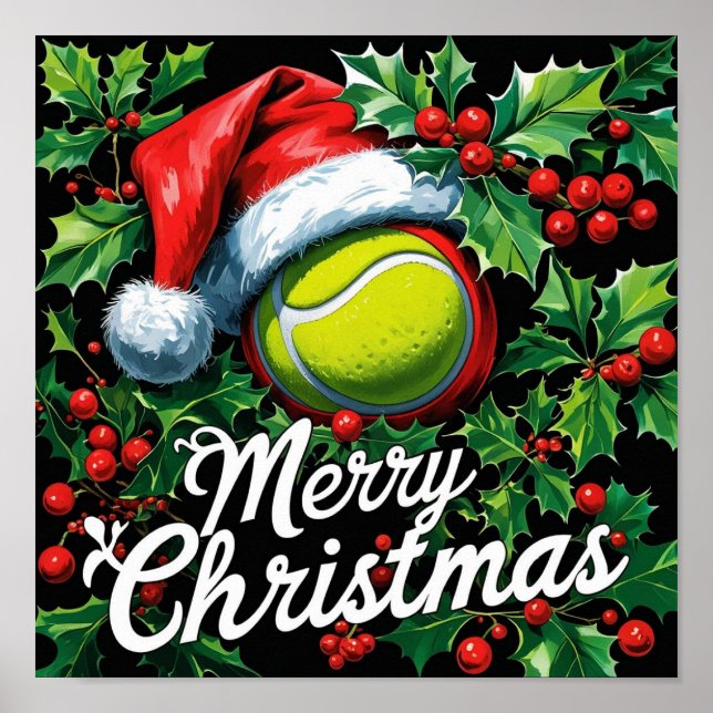Tennis jul tema för spelare  poster (Framsidan)