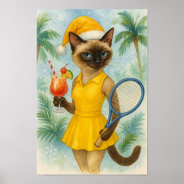 Tennis Jul-tema klänning för kattälskare Poster (Framsidan)
