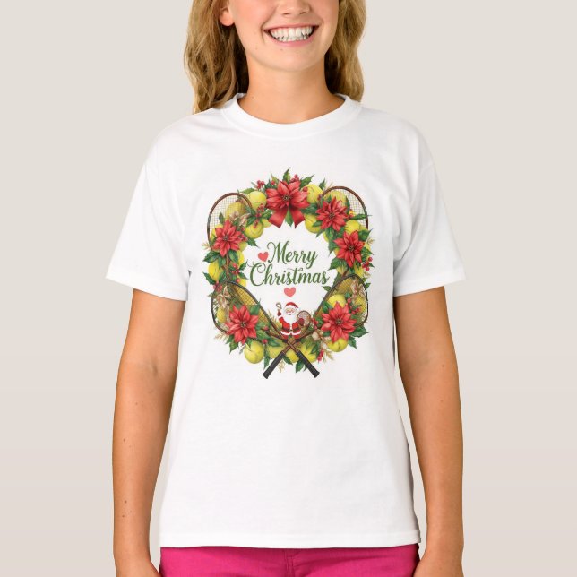 Tennis jul tema med Tomte T Shirt (Framsida)