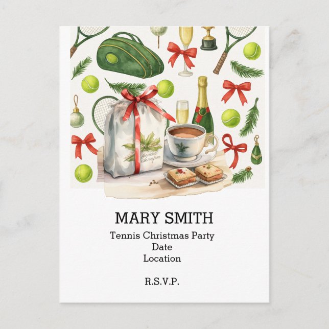 TENNIS Julfest med boll och racket Vykort (Framsida)