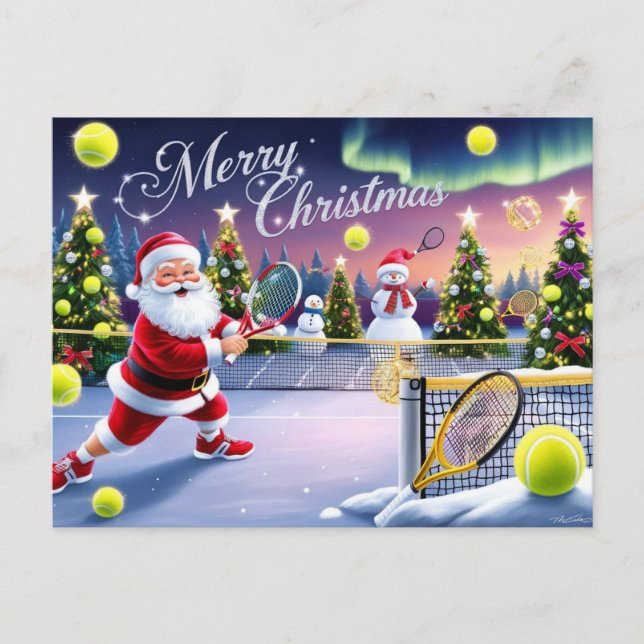 Tennis julfestsraket helg vykort (Framsida)
