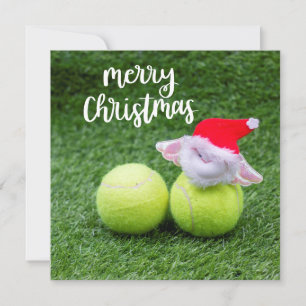 Tennis-julkort med boll och Santa Helgdag