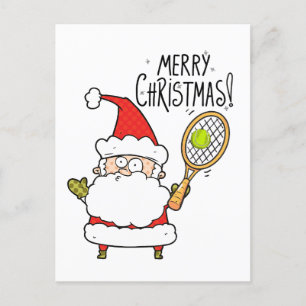Tennis-julkort med boll och Santa Helgdag Vykort