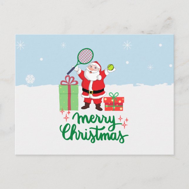Tennis-julkort med boll och Santa Helgdag Vykort (Framsida)