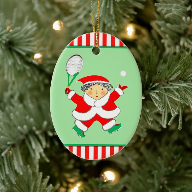 Tennis julpresent julgåva julgransprydnad keramik (Träd)