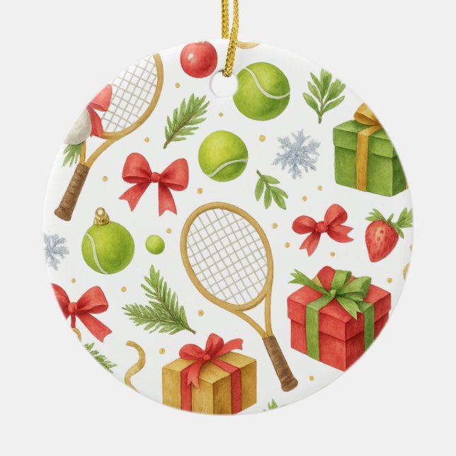Tennis jultema julgransprydnad keramik (Framsidan)