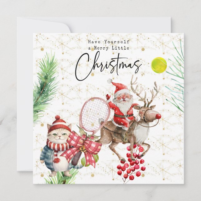 Tennis-jultema med Jultomten Julkort (Framsida)