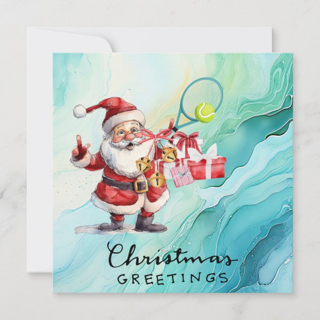 Tennis-jultema med Jultomten Julkort (Framsida)
