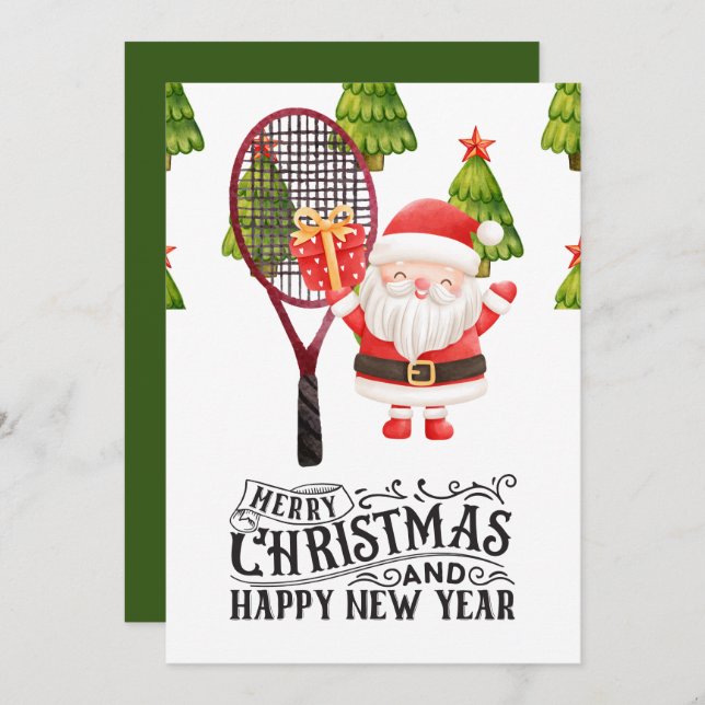 Tennis-jultema med Jultomten Julkort (Fram/baksida)