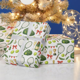 Tennis-jultema med racket och boll presentpapper