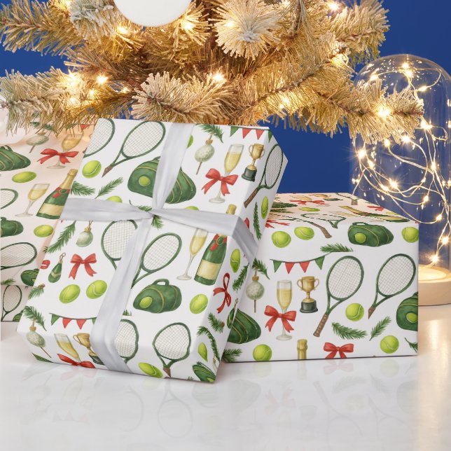 Tennis-jultema med racket och boll presentpapper (Helgdagar)