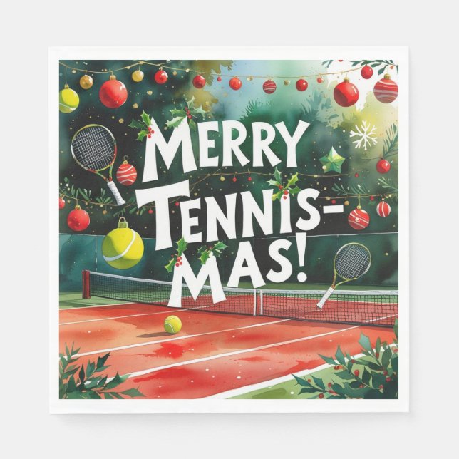 Tennis jultema Merry Tennis Mas Pappersservett (Framsidan)