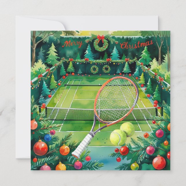 Tennis-jultema på Court Julkort (Framsida)