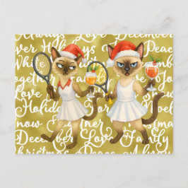 Tennis jultema till spelare som kärlek cat helg vykort
