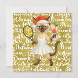 Tennis jultema till spelare som kärlek cat julkort