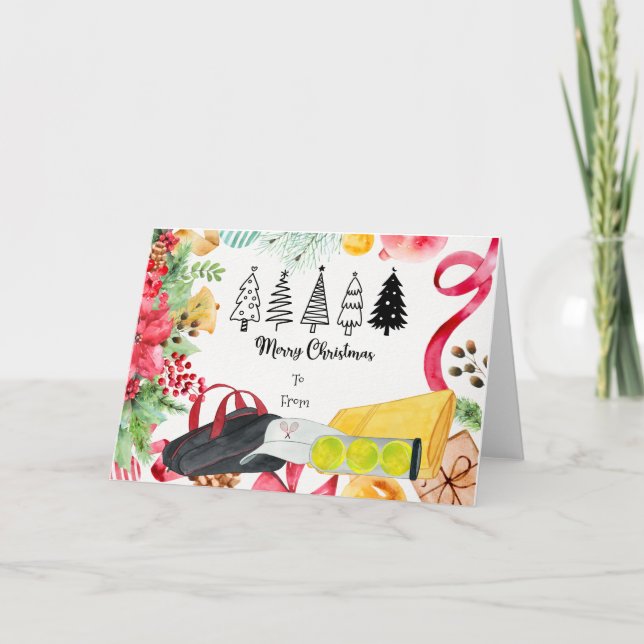 Tennis jultennis boll säckshandduk helgkort (Framsida)