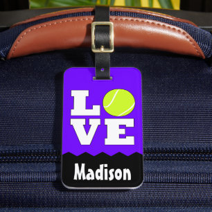 Tennis KÄRLEK Custom Name & Färg Tennis Racket Bag Bagagebricka