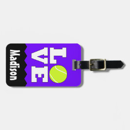 Tennis KÄRLEK Custom Name & Färg Tennis Racket Bag Bagagebricka