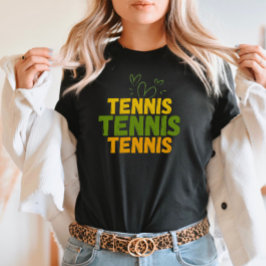 Tennis Kärlek - Grönt och Gult Heart Vibes T Shirt