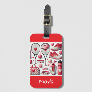 Tennis Kärlek temed valentine's with red eart Bagagebricka