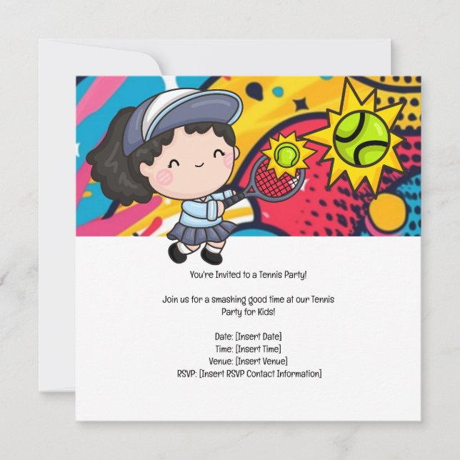 Tennis Kid Födelsedagsfest Spara Datumet (Framsida)