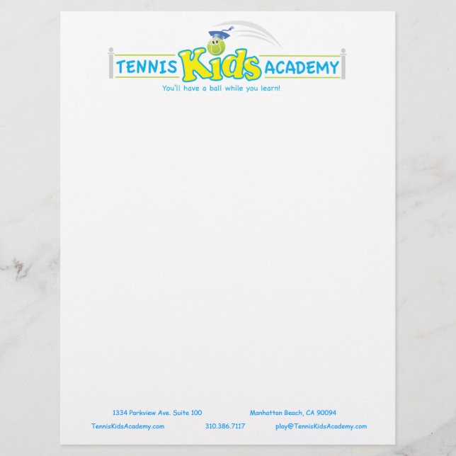 Tennis Kids Academy anpassningsbar letterhead temp Brevhuvud (Framsida)