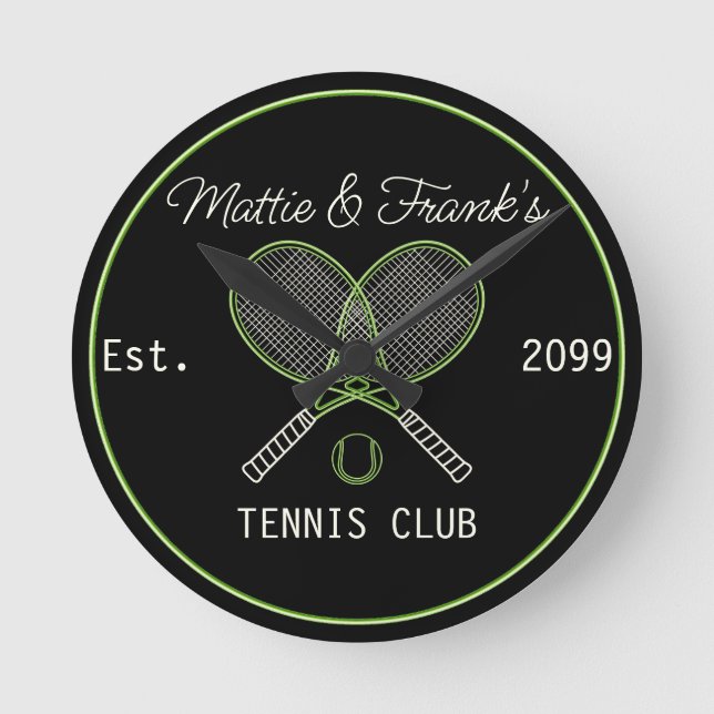 Tennis Klubb Pub Wall Clock Rund Klocka (Framsida)