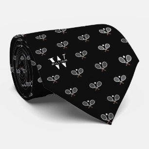 Tennis Klubbs Monogram Namn Black Neck Tie Slips