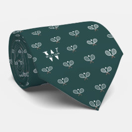 Tennis Klubbs Monogram Namn Mörk grönt Neck Tie Slips