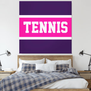 TENNIS Kul Fet Atletisk Lila Rosa Vit Randig Canvastryck