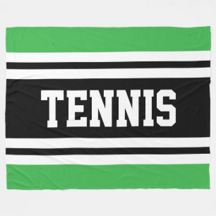 TENNIS Kul Ljusgrön Svart Vit Racingränder Fleecefilt