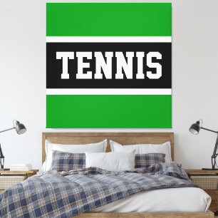 TENNIS Kul sportig grön svart vit randig Canvastryck