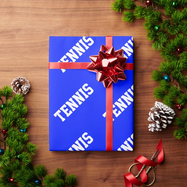 TENNIS Kul sportig vit text på kunglig blå Presentpapper (Julgåva)