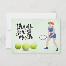 Tennis-kvinna med tennis boll tack kort