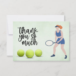 Tennis-kvinna med tennis boll tack kort