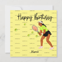 Tennis-kvinnan spelar Grattis på födelsedagen för 