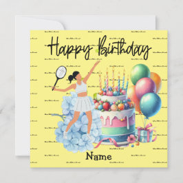 Tennis-kvinnan spelar Grattis på födelsedagen för 