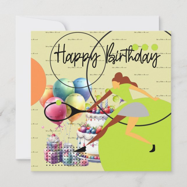 Tennis-kvinnan spelar Grattis på födelsedagen på g (Framsida)