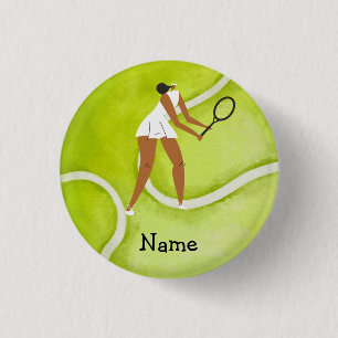 Tennis kvinnlig spelare på Tennis boll-bakgrunden Knapp