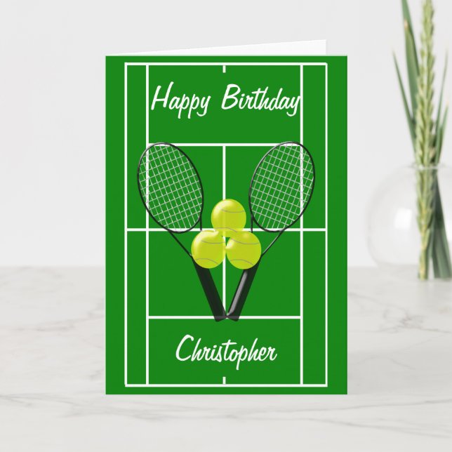 Tennis Lägg bara till Namn-födelsedag Kort (Framsida)