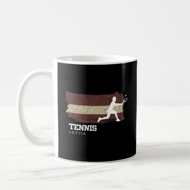 Tennis Lettland Flagga Tennis Player Tennis Kaffemugg (Vänster)