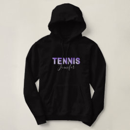 Tennis Lila Typography Calligraphy Girl's Namn T Shirt